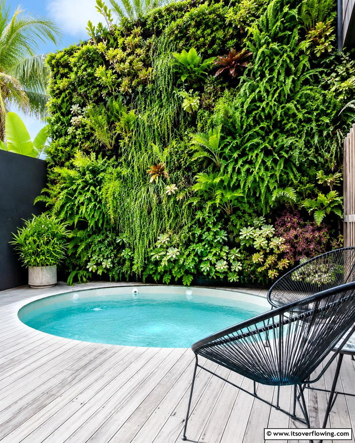Poolside Vertical Garden - 25 Spool Pool Ideas for Compact Backyard Spaces