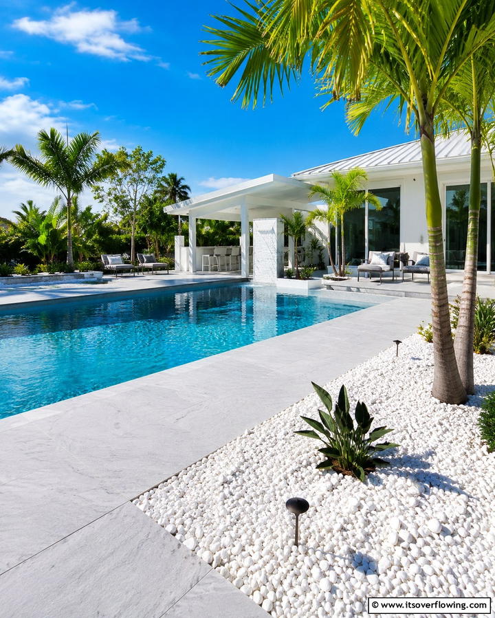 Poolside White Rock Landscaping - 25 White Rock Landscaping Ideas for a Clean Look