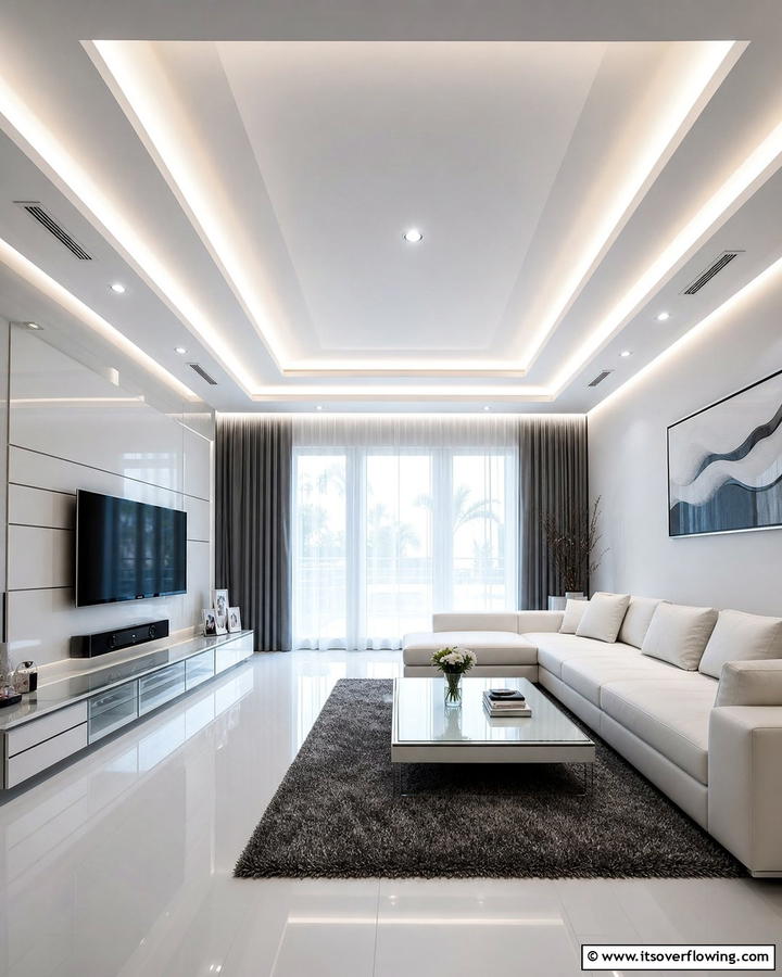 Pop Ceiling with Cove Lighting - 20 Living Room False Ceiling Design Ideas to Elevate Your Space