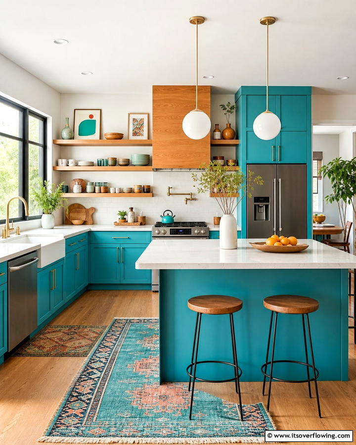 Pop of Turquoise - 25 Mid-century Modern Kitchen Ideas for a Retro and Functional Space