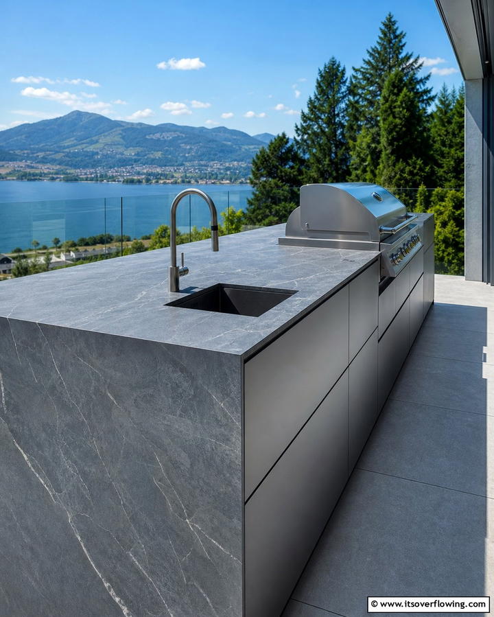 Porcelain Countertops - 25 Types of Outdoor Kitchen Countertops for Durability
