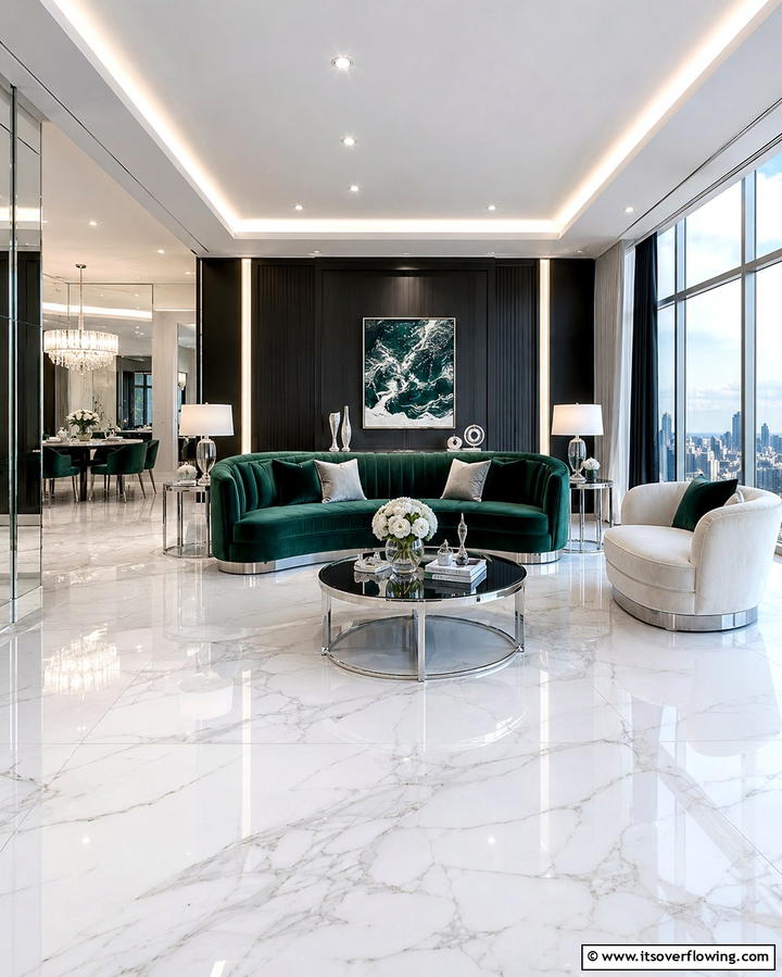 Porcelain Tile for High End Durability - 25 Living Room Flooring Ideas for a Stunning Space