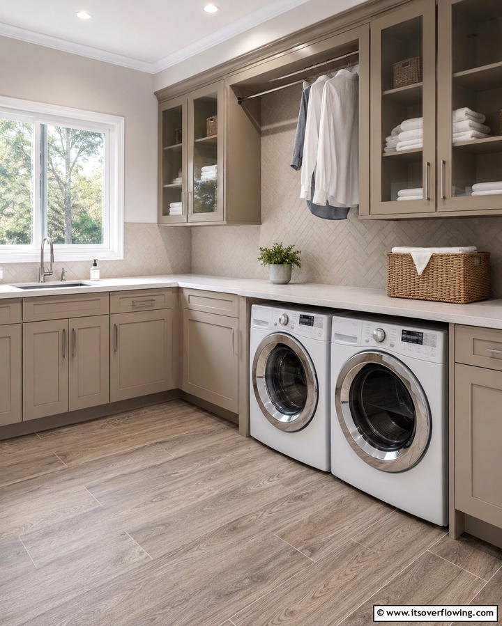 Porcelain Wood Look Tiles - 25 Laundry Room Floor Ideas for a Functional Space