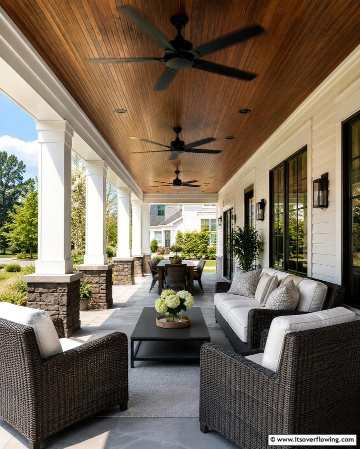 Porch Ceiling Fans - 30 Large Front Porch Ideas to Boost Outdoor Living Spaces