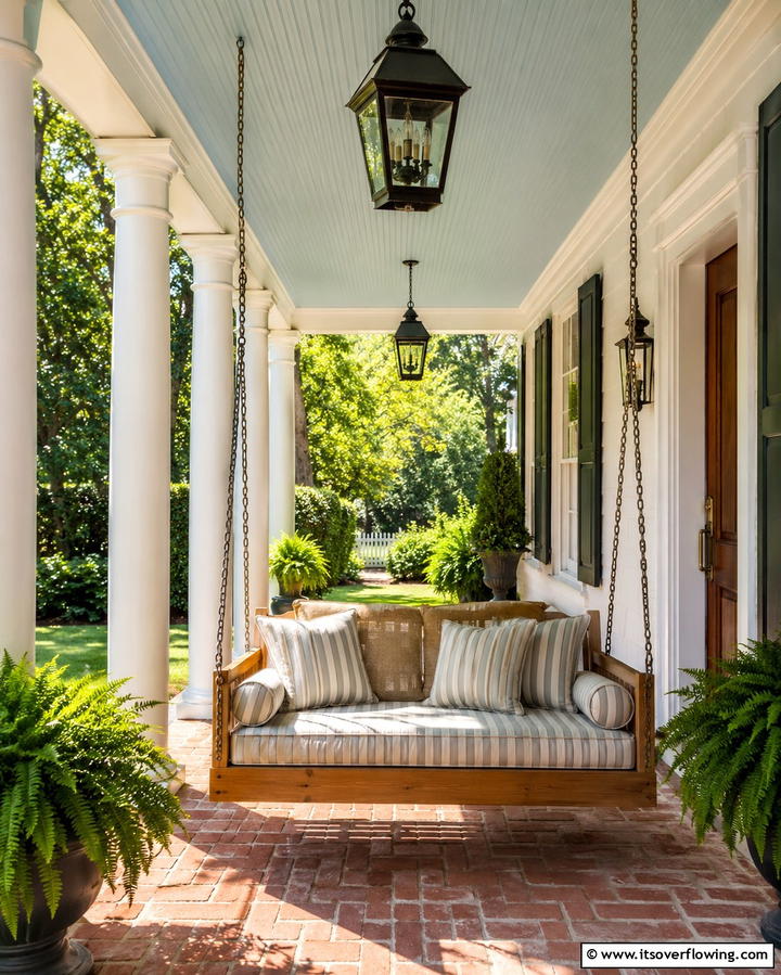Porch Swing - 25 Colonial Front Porch Ideas for Timeless Charm
