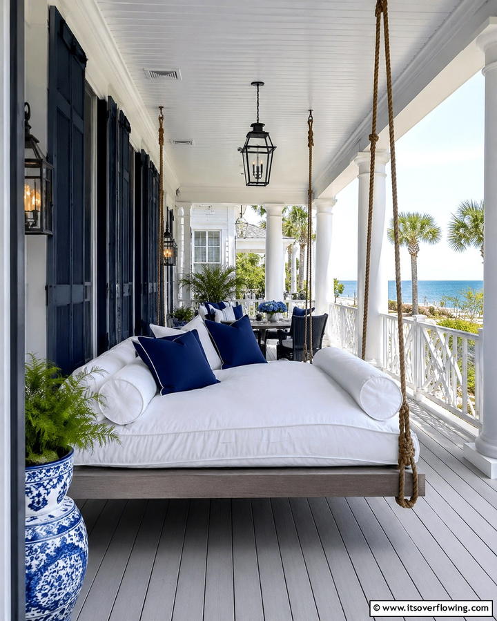 Porch Swing Beds - 30 Large Front Porch Ideas to Boost Outdoor Living Spaces