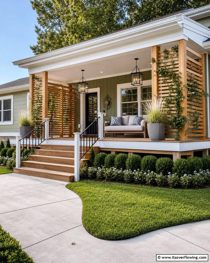 Porch with Privacy Screens - 20 Raised Ranch Front Porch Ideas for Curb Appeal
