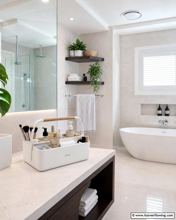 Portable Caddies Flexible Storage - 21 Bathroom Organization Ideas for a Clutter-Free Morning Routine