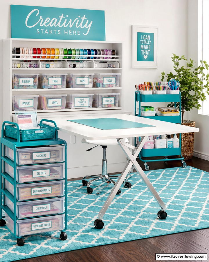 Portable Craft Corner - 30 Organized Craft Room Ideas for Creative Spaces at Home