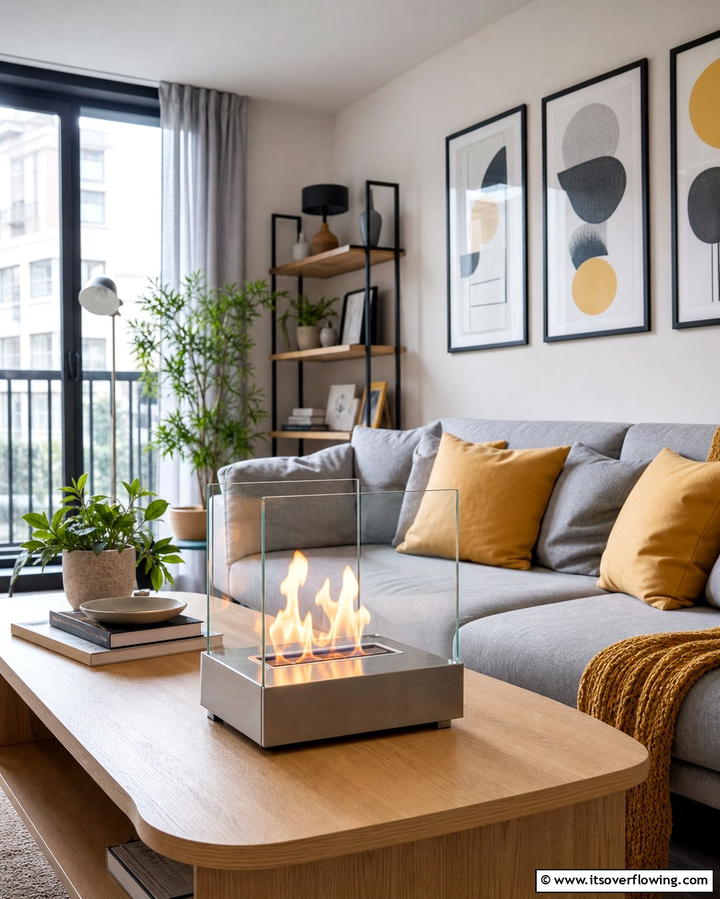 Portable Fireplaces for Versatile Warmth - 25 Small Living Room Fireplace Ideas for Cozy Homes