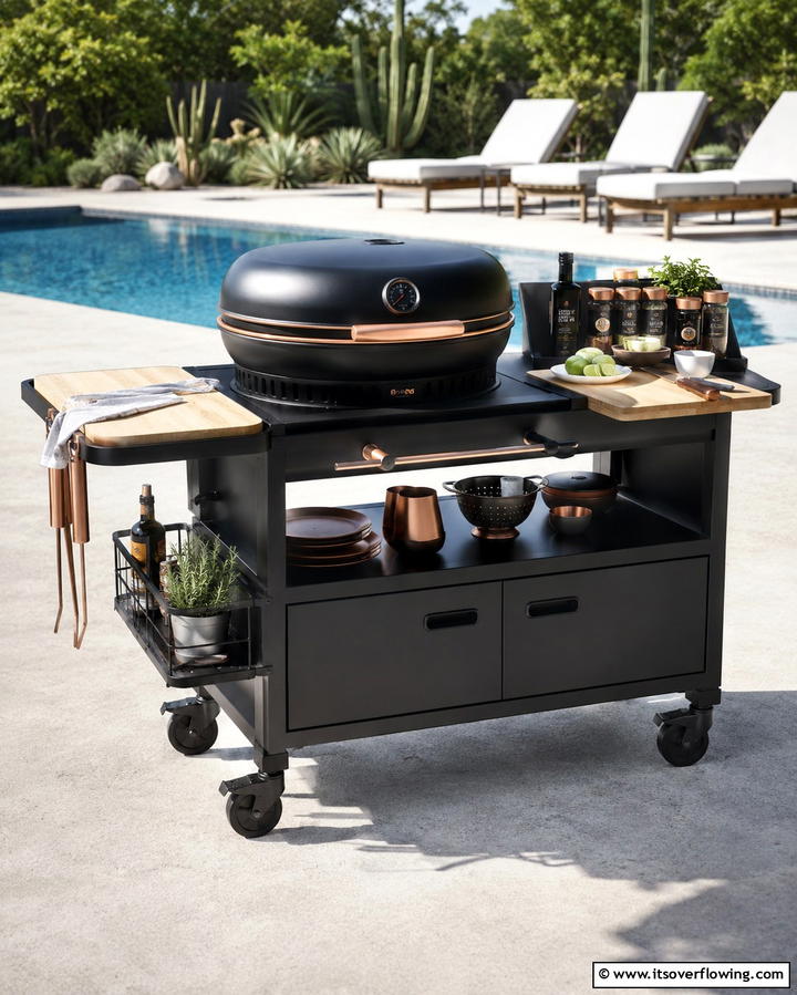 Portable Grill Cart Setup - 25 Grill Station Ideas for the Ultimate Outdoor Cooking Space
