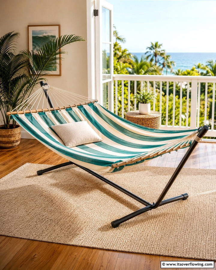 Portable Hammock - 25 Small Screened-in Porch Ideas for Comfort