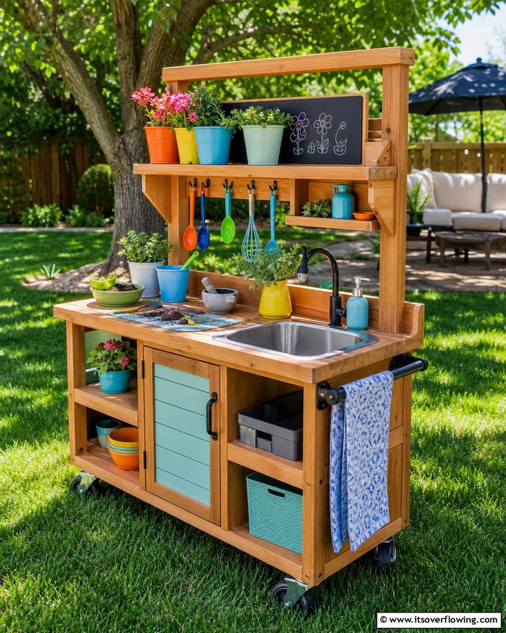 Portable Mud Kitchen on Wheels - 20 Mud Kitchen Ideas for Outdoor Fun with Kids