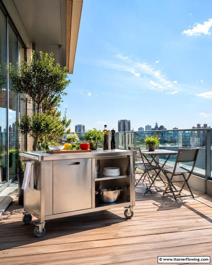 Portable Outdoor Kitchen Cart for Flexibility - 25 Outdoor Kitchen on Deck Ideas for Seamless Entertaining