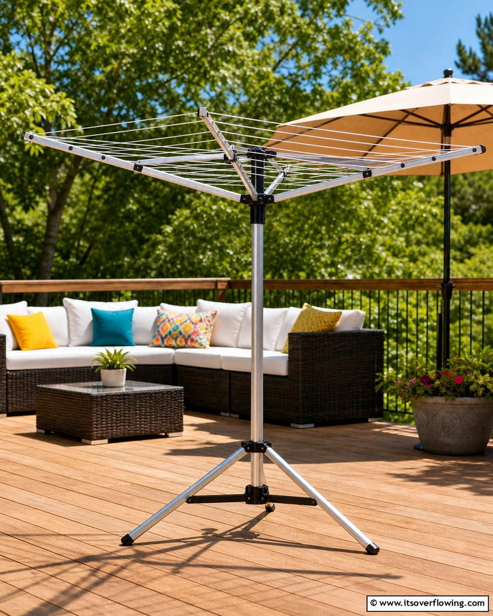 Portable Umbrella Clothesline for Versatility - 25 Outdoor Clothesline Ideas for Efficient Drying