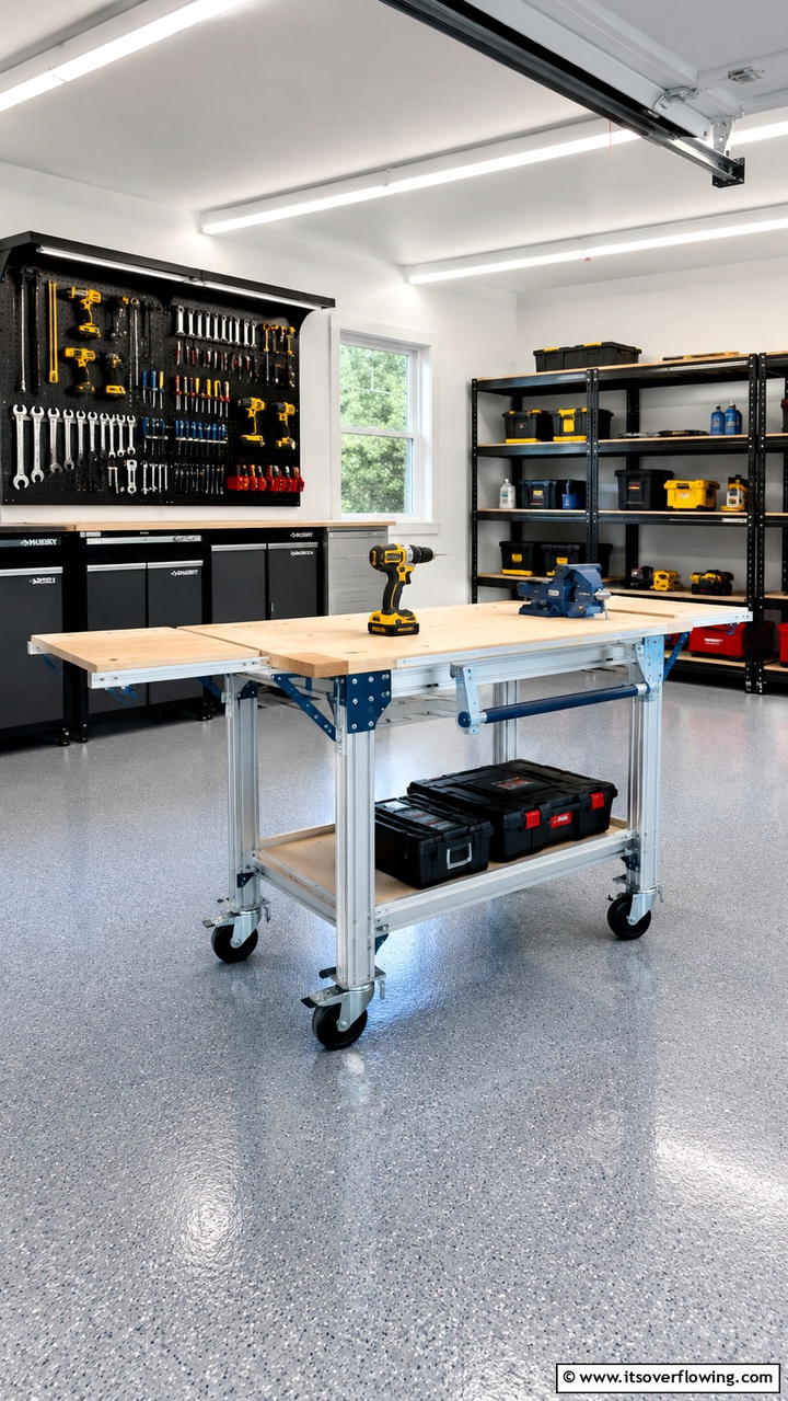 Portable Workbench for Flexibility - 30 Garage Workbench Ideas for Organized DIY Spaces