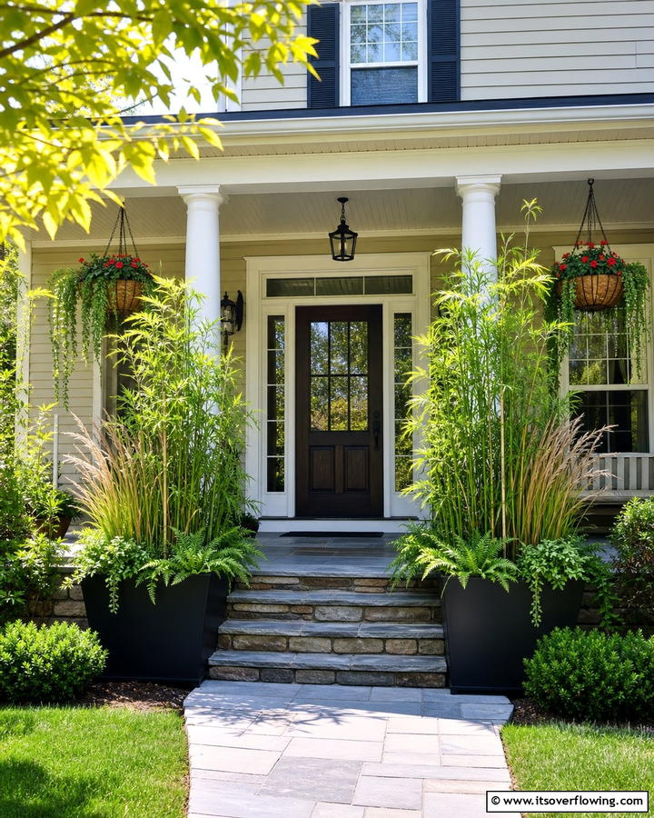 Potted Plant Barriers - 20 Front Door Privacy Ideas to Enhance Your Home Security