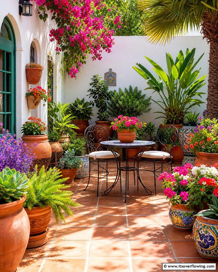 Potted Plant Paradise - 21 Small Patio Design Ideas to Create an Outdoor Oasis