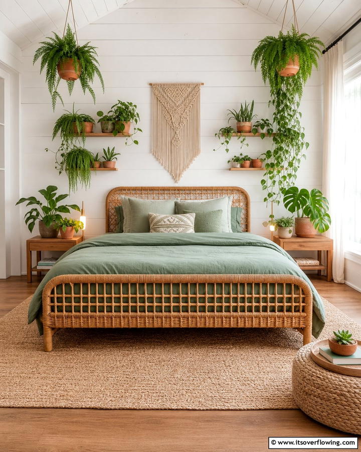 Potted Plants for Natural Vibes - 20 Green Boho Bedroom Ideas for a Relaxing Retreat