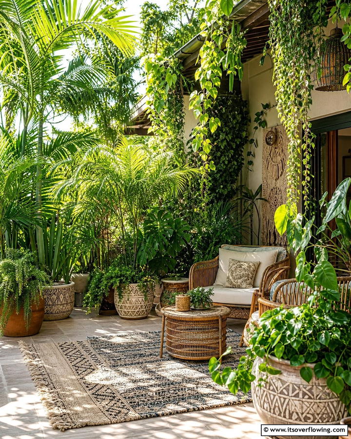 Potted Plants for a Lush Environment - 25 Cozy Boho Patio Ideas for Relaxing Outdoor Spaces