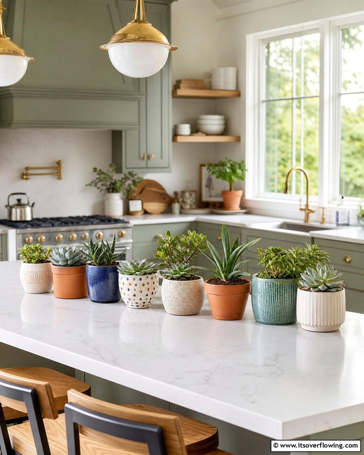 Potted Succulents - 20 Kitchen Island Centerpiece Ideas for a Stunning Look