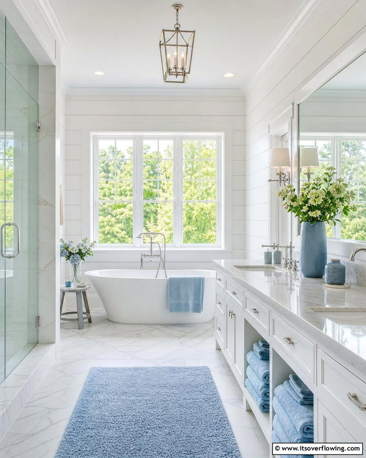 Powder Blue Accents - 25 Blue Bathroom Ideas for a Serene Retreat