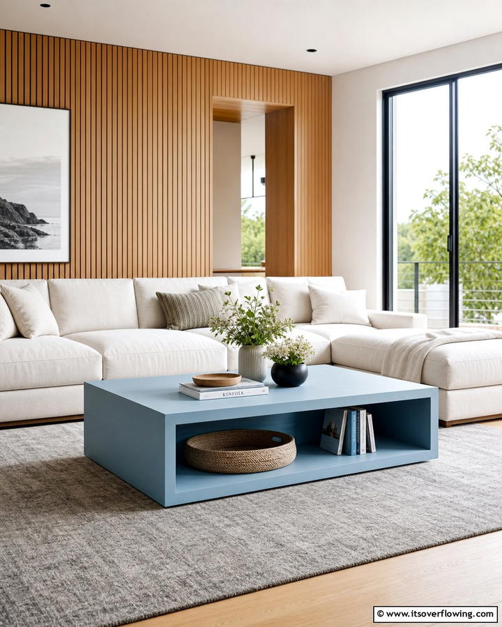 Powder Blue Coffee Table - 25 Pastel Living Room Ideas for a Soft and Cozy Space