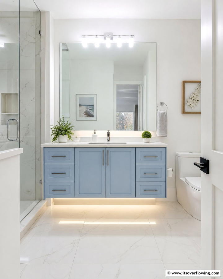 Powder Blue Floating Vanity - 25 Stunning Blue Bathroom Vanity Ideas