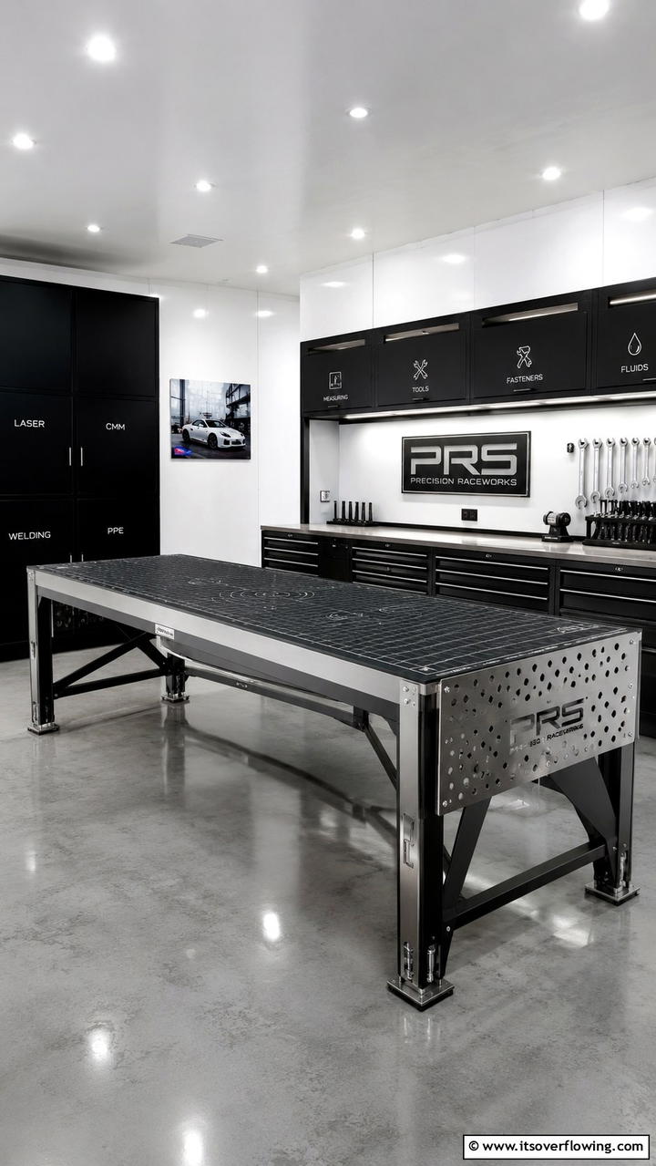 Precision Workbench with Laser Cut Features - 30 Garage Workbench Ideas for Organized DIY Spaces