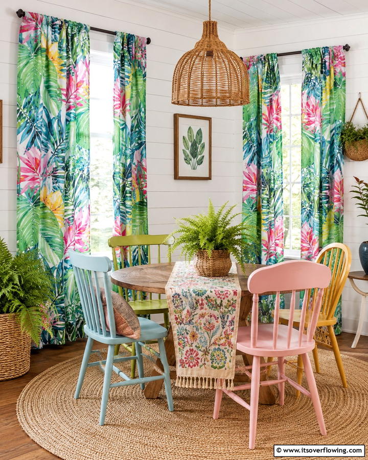 Printed Curtains for a Touch of Whimsy - 25 Elegant Dining Room Curtain Ideas to Transform Your Space