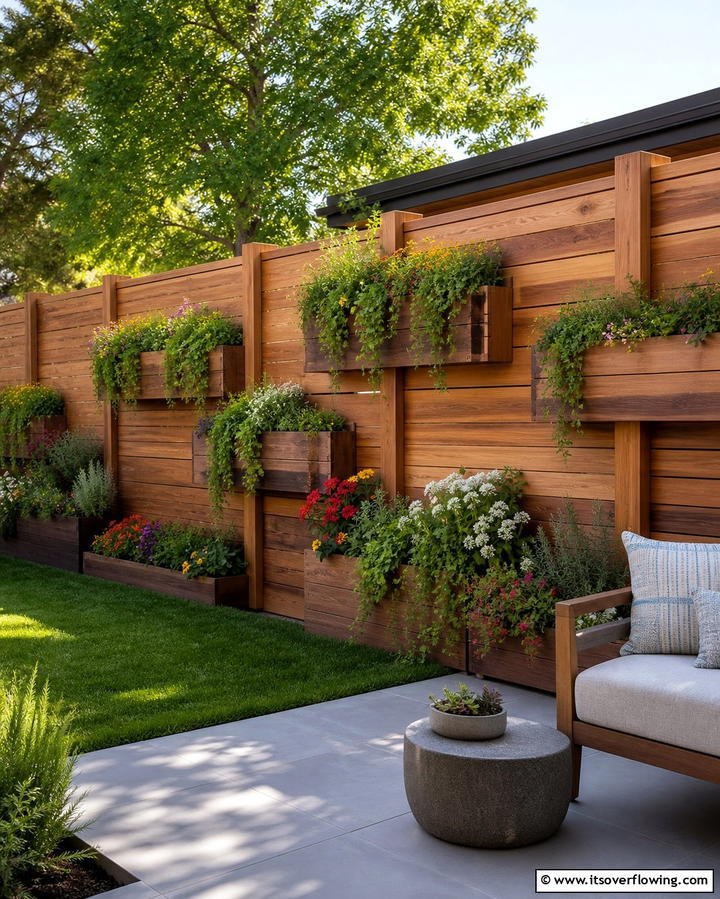 Privacy Fence with Built In Planters - 25 Wood Fence Ideas to Enhance Your Outdoor Space
