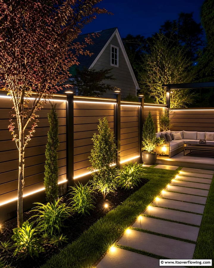 Privacy Fence with Integrated Lighting - 21 Privacy Fence Designs for Secure & Stylish Property Borders
