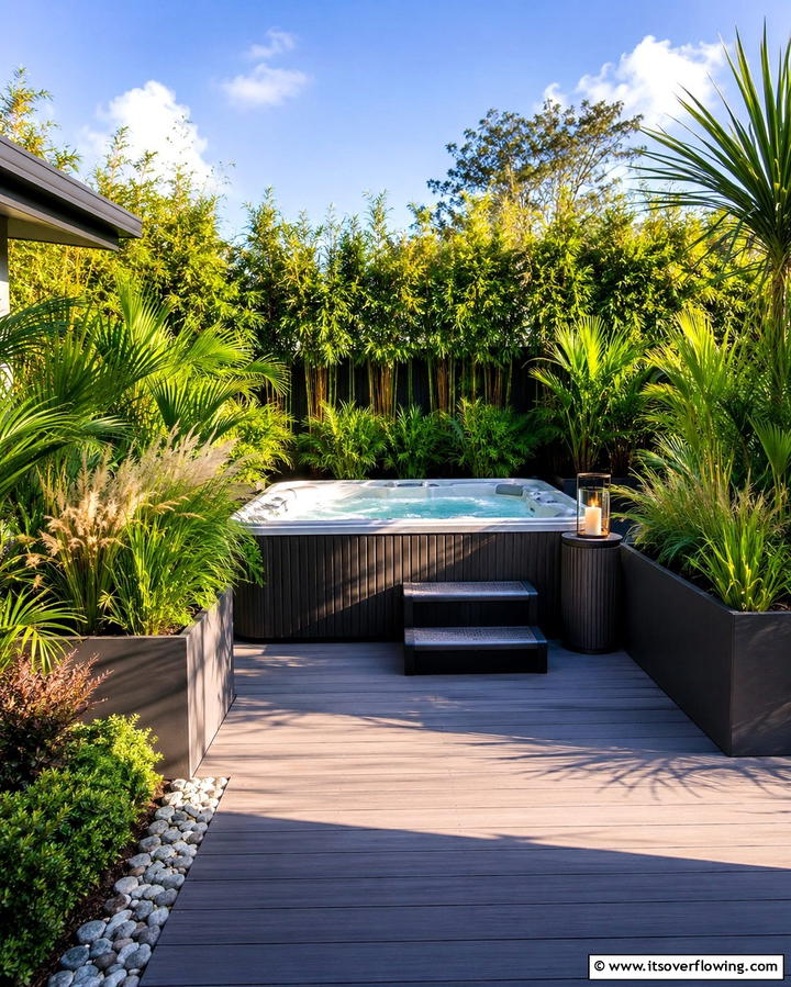 Privacy Planters for a Green Barrier - 25 Backyard Hot Tub Privacy Ideas for Relaxing Spaces