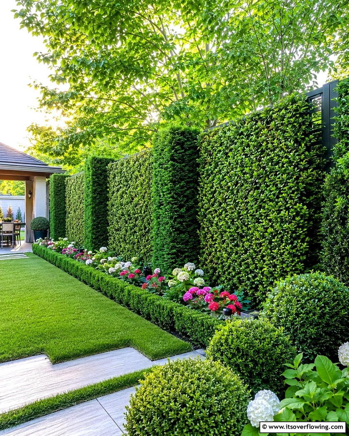 Privacy Screen with Hedges - 30 Simple Fence Line Landscaping Ideas for Curb Appeal