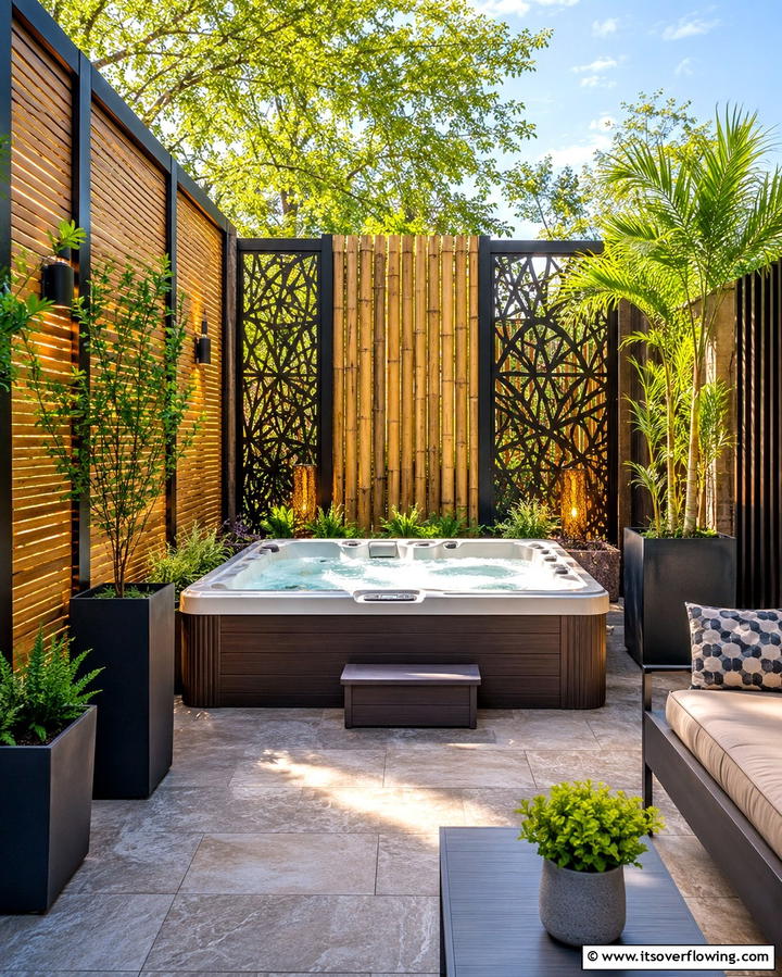 Privacy Screens for a Stylish Barrier - 25 Backyard Hot Tub Privacy Ideas for Relaxing Spaces