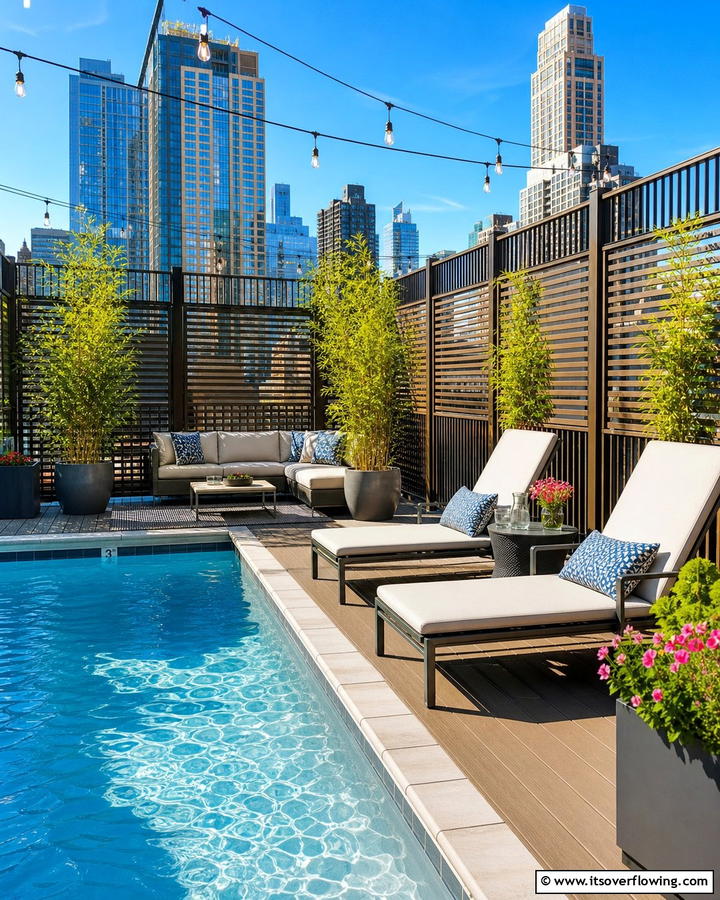 Privacy Screens with Built In Railings - 20 Pool Deck Railing Ideas for Safety and Style