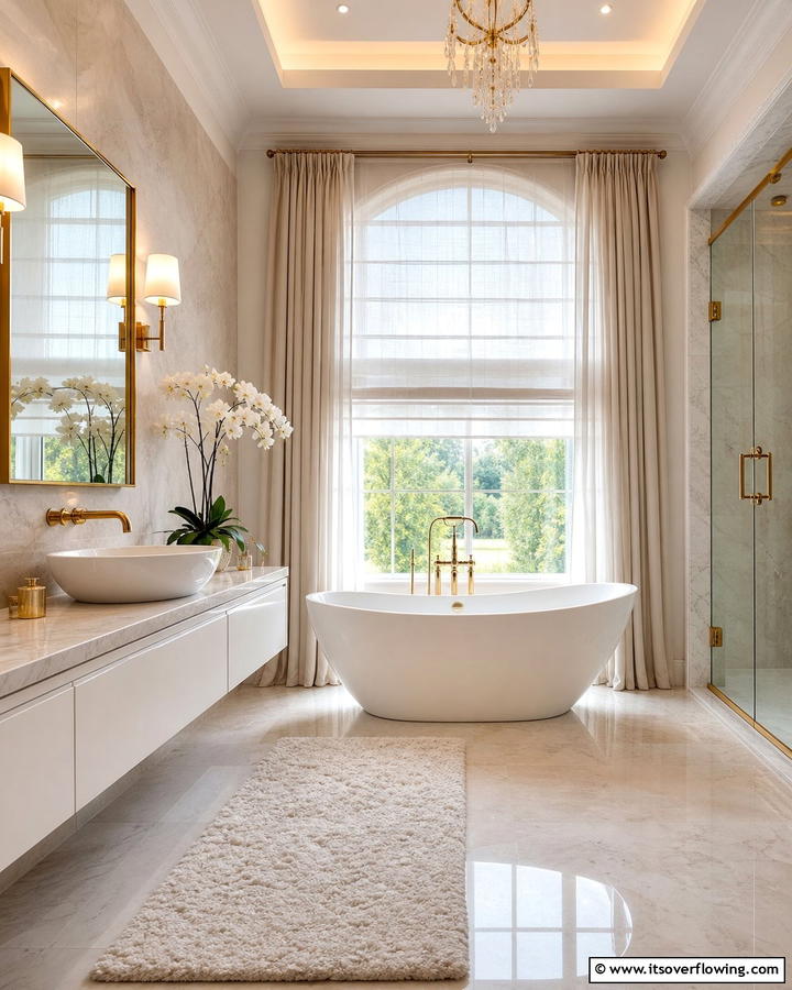 Privacy with Elegant Window Treatments - 17 Romantic Bathroom Ideas for a Luxurious Personal Retreat