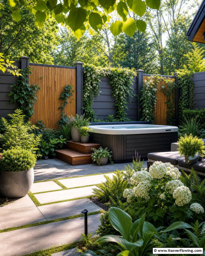 Privacy with Fencing - 20 Hot Tub Landscaping Ideas for a Relaxing Retreat