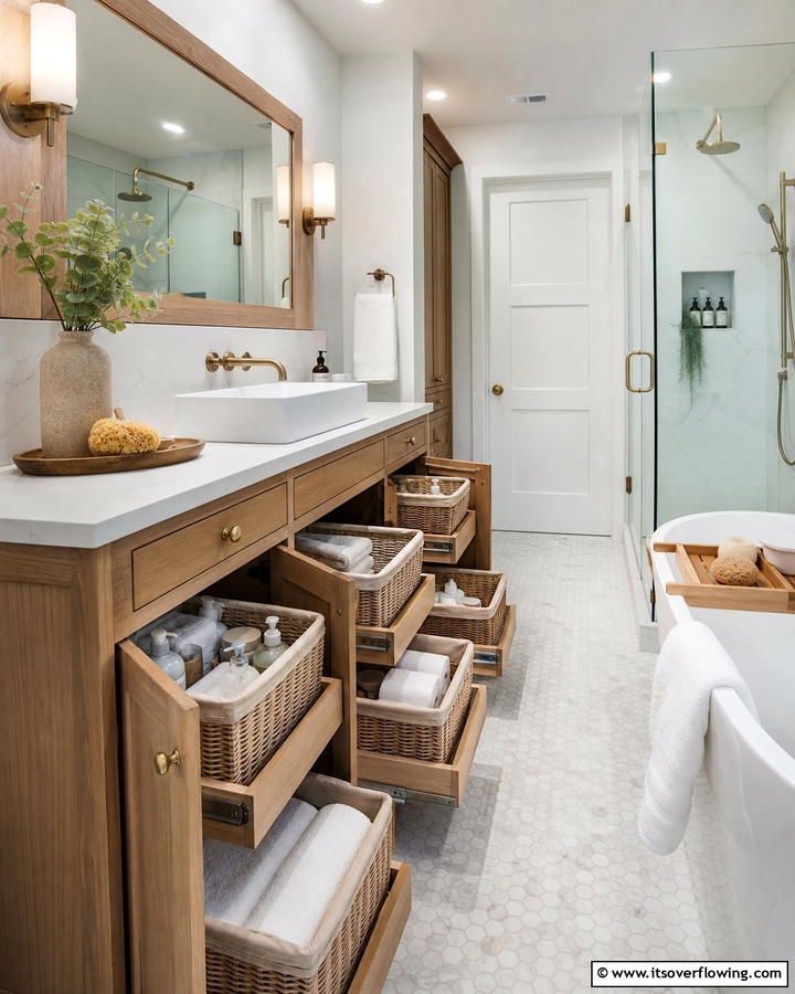 Pull Out Baskets Easy Access Utility - 21 Bathroom Organization Ideas for a Clutter-Free Morning Routine