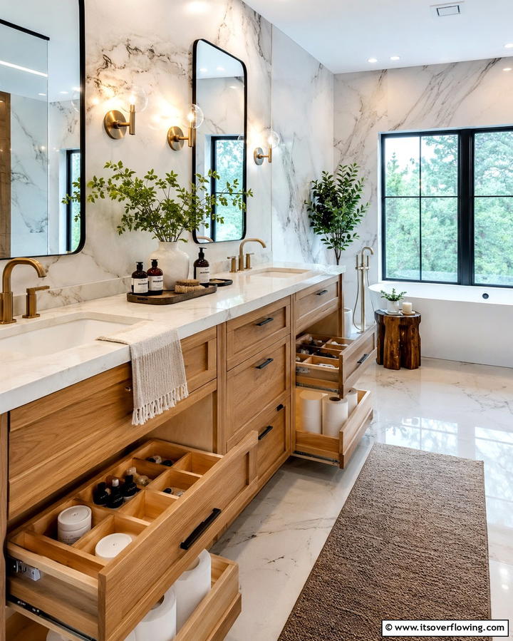 Pull Out Cabinet Drawers - 30 Bathroom Cabinet Organizing Ideas for Clutter-Free Spaces