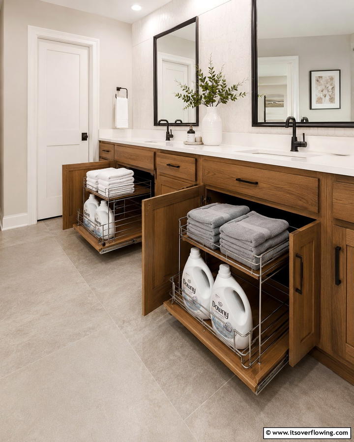 Pull Out Cabinet Organizers - 30 Bathroom Cabinet Organizing Ideas for Clutter-Free Spaces