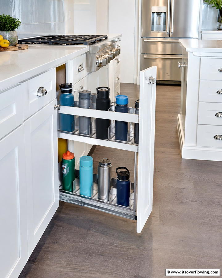 Pull Out Cabinet Rack - 20 Clever Water Bottle Storage Ideas for a Clutter-Free Home