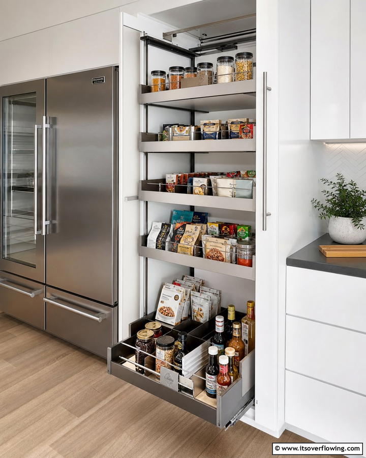 Pull Out Drawer Innovations - 21 Larder Cupboard & Pantry Ideas for Organized Kitchens