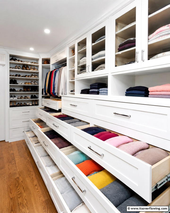 Pull Out Drawers in Closets - 20 Sweater Storage Ideas to Organize Your Wardrobe