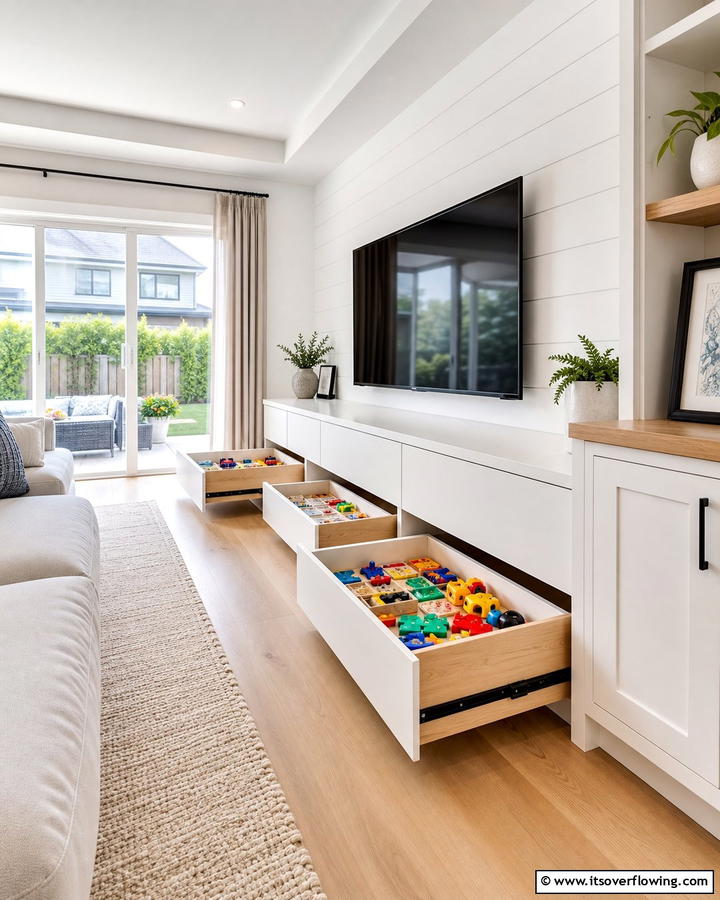 Pull Out Drawers - 21 Living Room Toy Storage Ideas for Organized Spaces