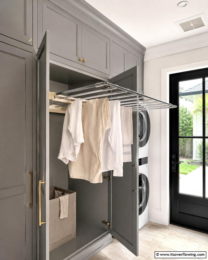 Pull Out Drying Racks - 25 Laundry Closet Ideas for Small Spaces