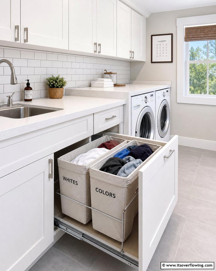 Pull Out Hamper Solutions - 21 Laundry Room Storage Ideas for Clutter-Free Efficiency