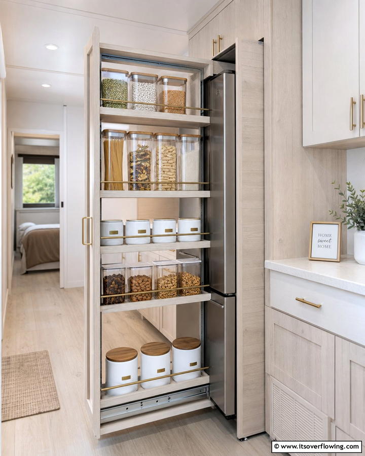 Pull Out Pantry Solutions - 25 Mobile Home Kitchen Ideas for Stylish Living