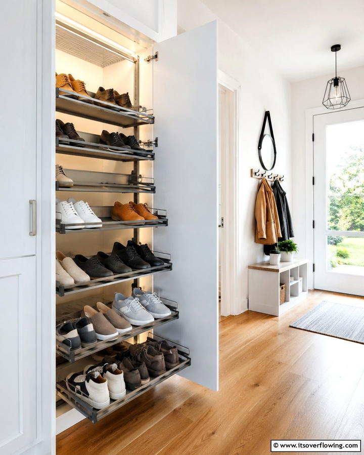 Pull Out Shoe Rack - 25 Entryway Closet Ideas to Maximize Storage and Style