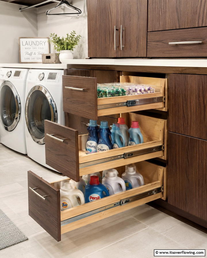 Pull Out Storage Drawers - 25 Modern Laundry Room Ideas for a Functional Space